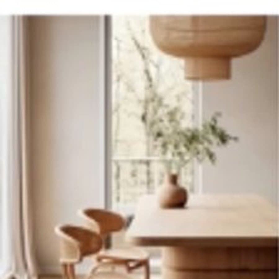 Dining room in sandstone and olive tones